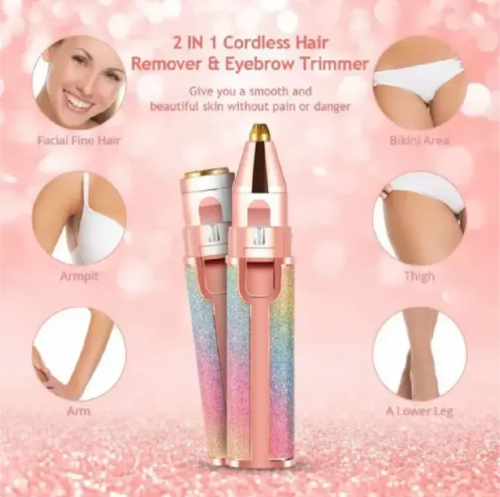 2-in-1 USB Rechargeable Eyebrow Trimmer & Facial Hair Remover for Women | Portable Precision Hair Shaver
