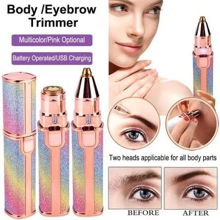 2-in-1 USB Rechargeable Eyebrow Trimmer & Facial Hair Remover for Women | Portable Precision Hair Shaver