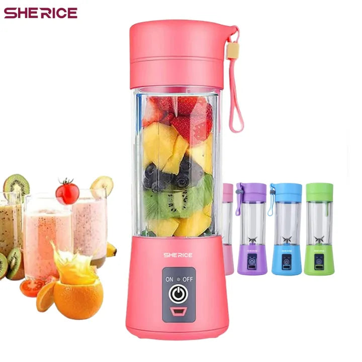 USB Chargeable Juicer Blender 6 Blades – 380ml Portable Smoothie Maker